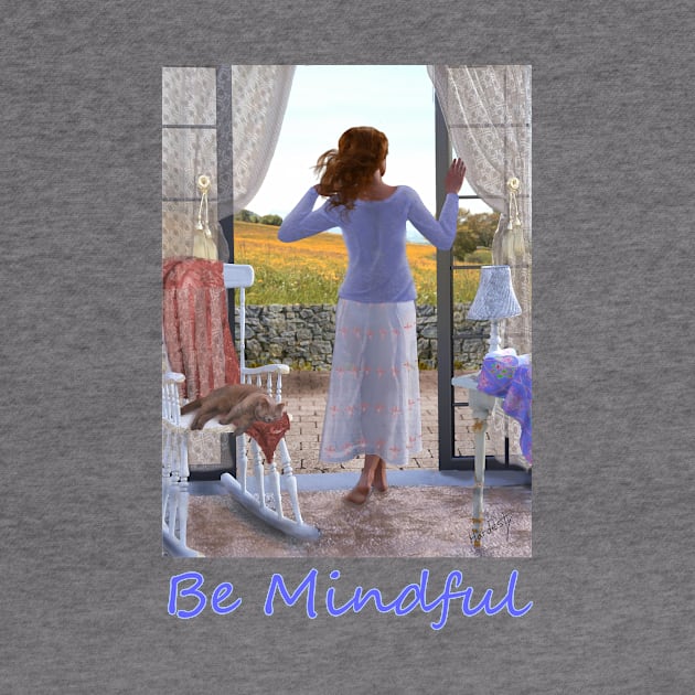 Woman looking out of window at meadow zen yoga buddhism by Fantasyart123